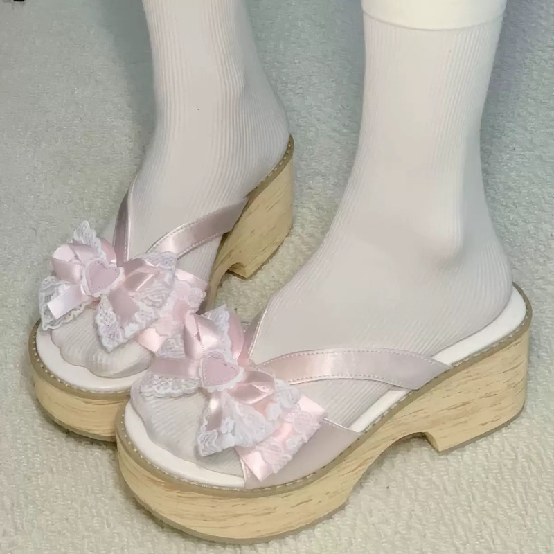 Summer Clothing Offers - Sweet Bow Wood Grain Thick Bottom
