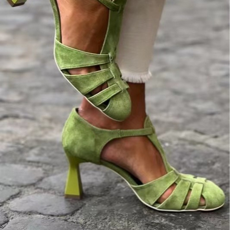 Women's Green Suede Kitten Hee - Summer Clothing Offers recension och pris