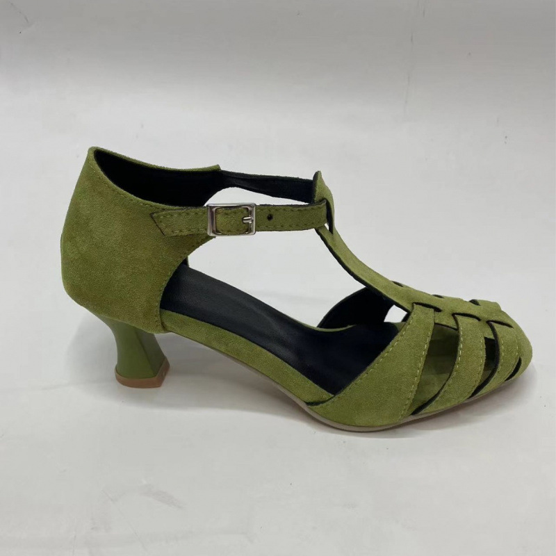 Women's Green Suede Kitten Hee - Summer Clothing Offers recension och pris