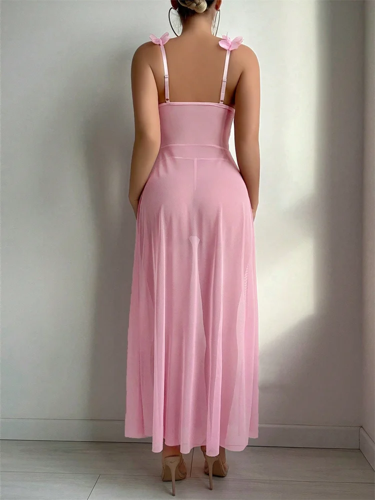Pink Floral Lace See Through N - Summer Clothing Offers recension och pris