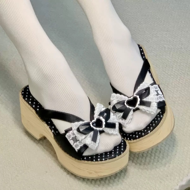 Sweet Bow Wood Grain Thick Bot - Summer Clothing Offers recension och pris