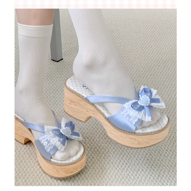 Sweet Bow Wood Grain Thick Bot - Summer Clothing Offers recension och pris