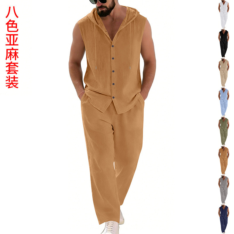 Men's Casual Linen Suit Hooded - Summer Clothing Us recension och pris