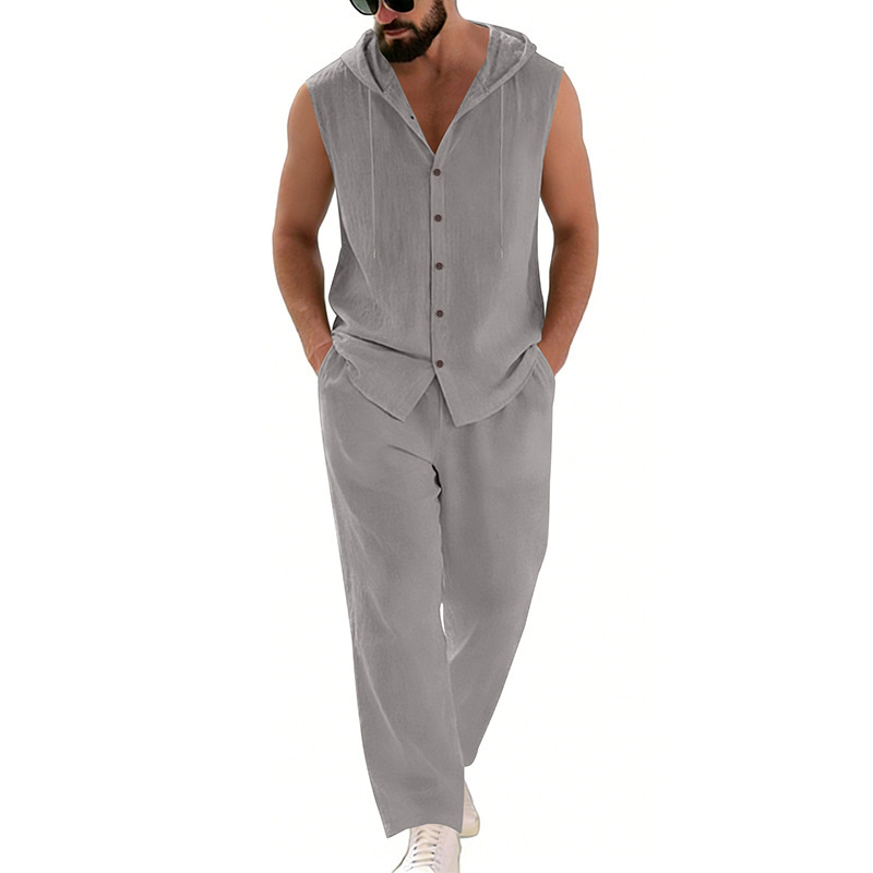Men's Casual Linen Suit Hooded - Summer Clothing Us recension och pris