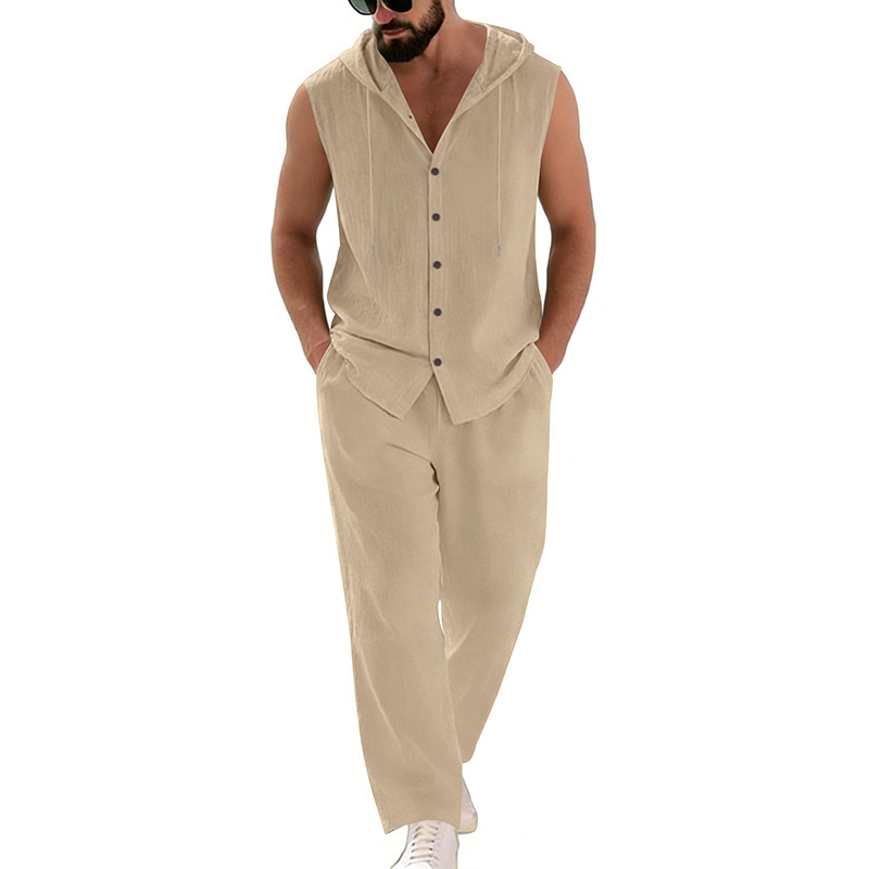 Men's Casual Linen Suit Hooded - Summer Clothing Us recension och pris